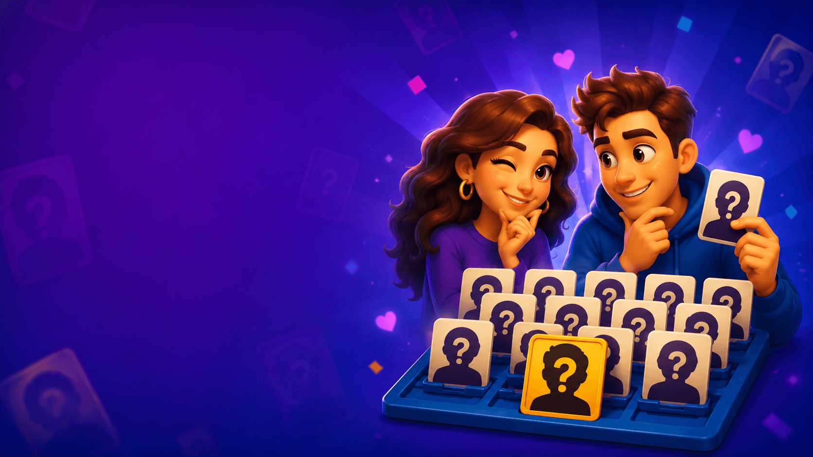 Couple playing Guess Us together on a smartphone