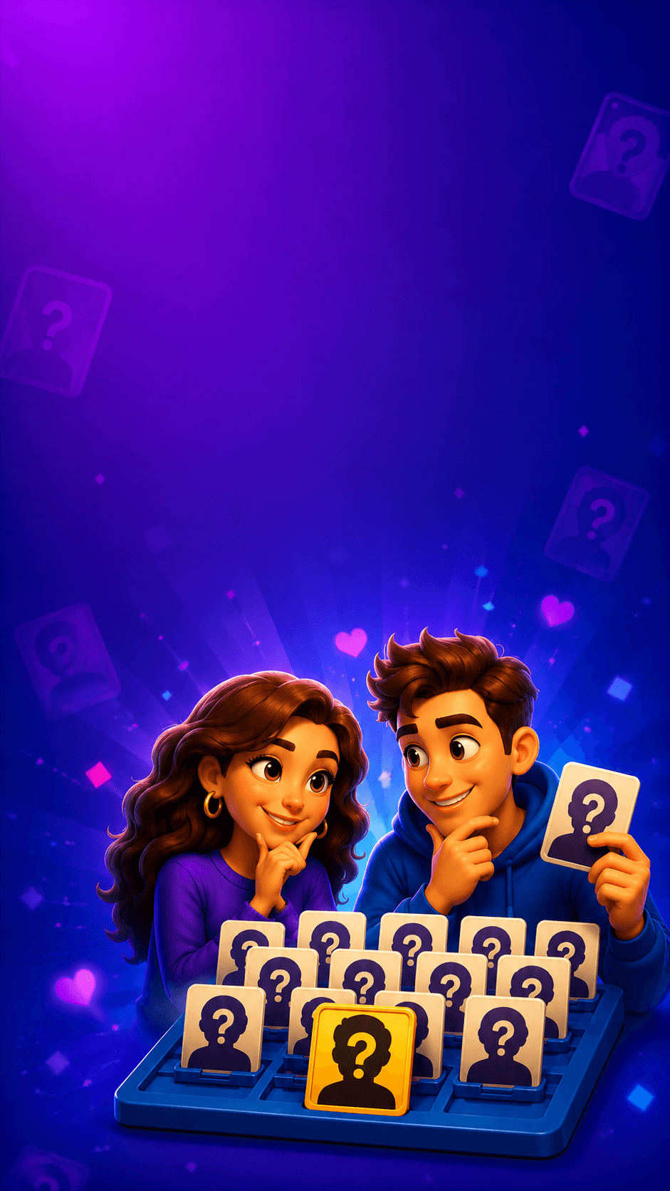 Couple playing Guess Us together on a smartphone